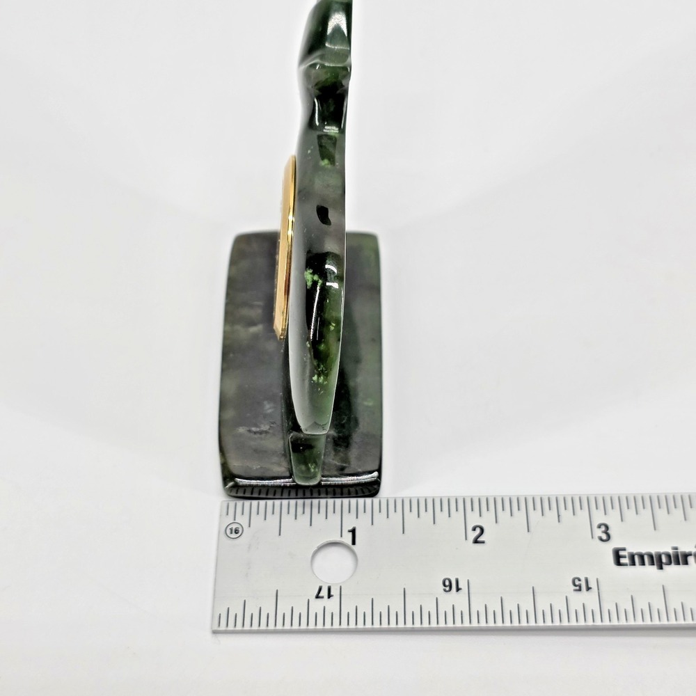 British Columbia Canadian Jade Bear Clock Hand Carved BC Nephrite Green Stone - Picture 6 of 10